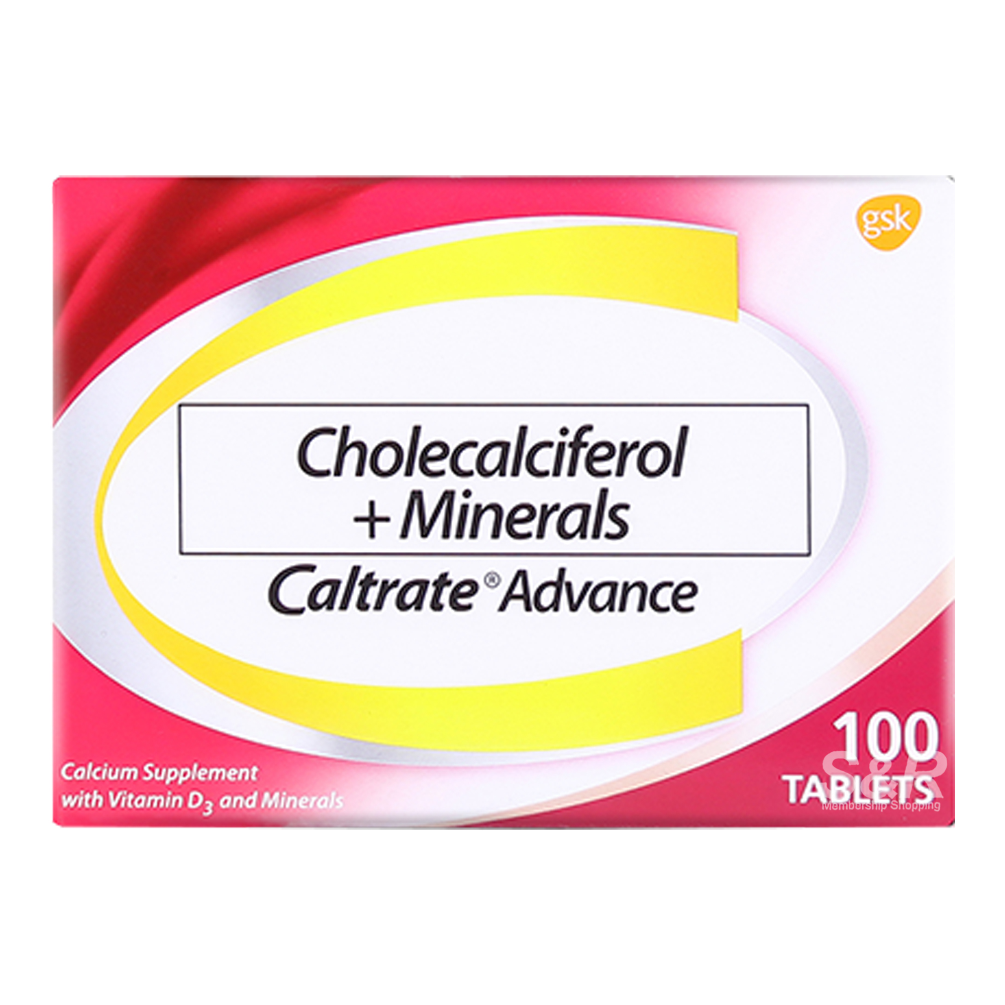 Caltrate Advance Cholecalciferol + Minerals 100 Tablets